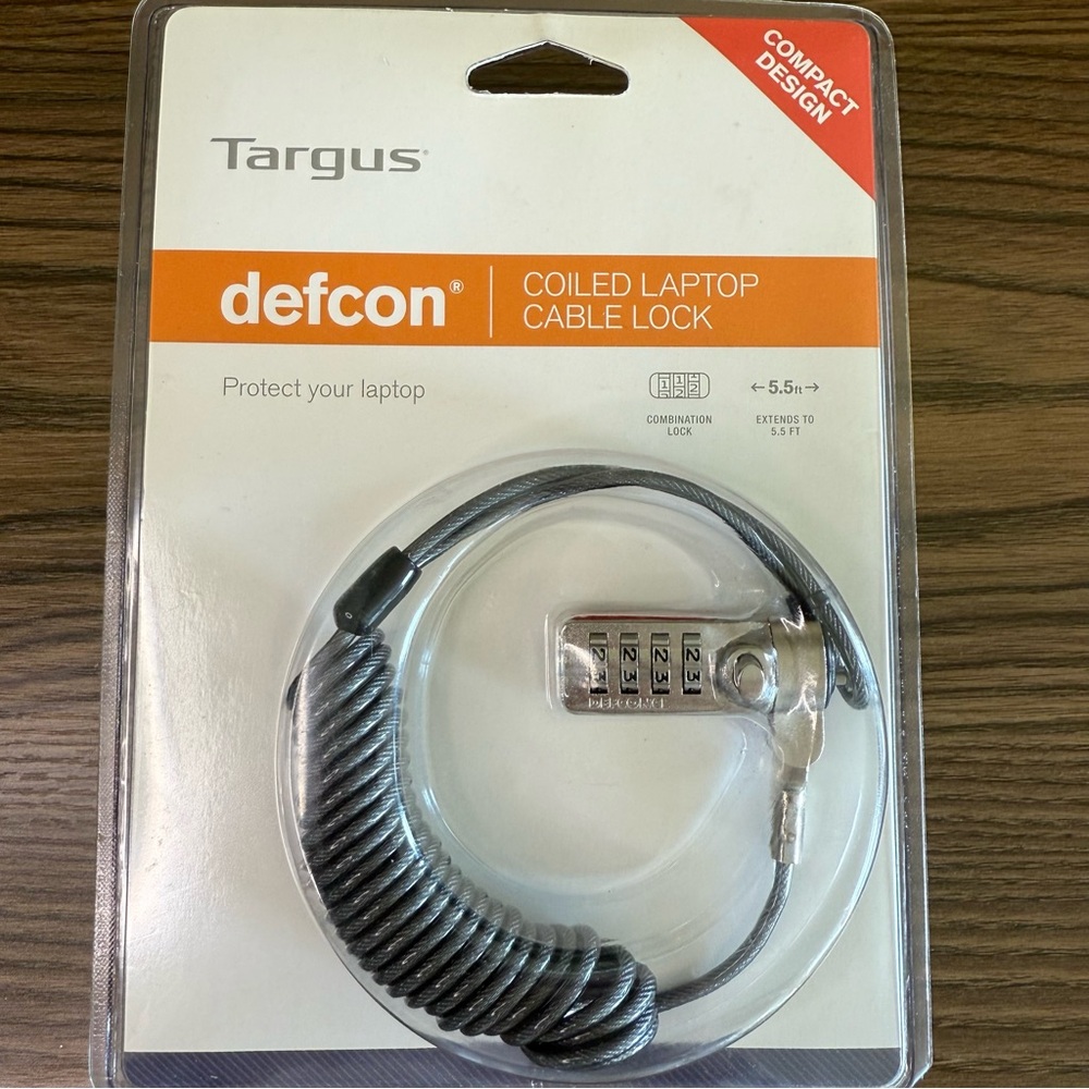 New Targus defcon Coiled Laptop Cable Lock - Black